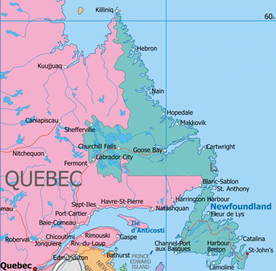 Map of Newfoundland and Labrador