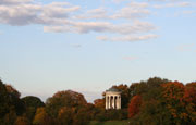 Autumn trees and a temple in the English Garden in Munich