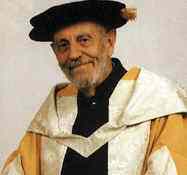 Architect Laurie Baker in his university gown smiles