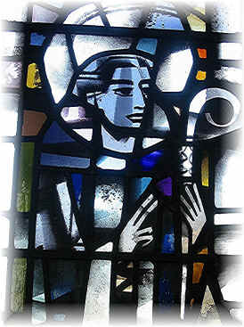 Portrait of Benedict in stained glass
