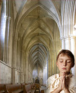 boy in St. Alban's church praying