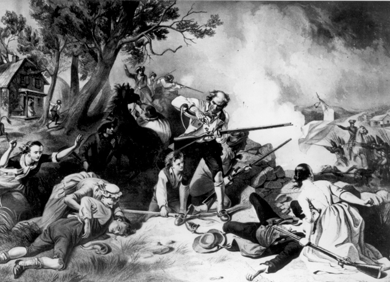 Battle at Lexington that begins American Revolution