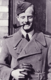 RAF pilot "Bunny" Currant in uniform and smiling