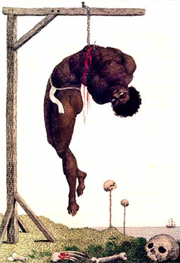 Slave hanging on gallows