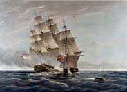 Royal Navy ship pursuing a slave trader