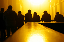 silhouettes against golden light
