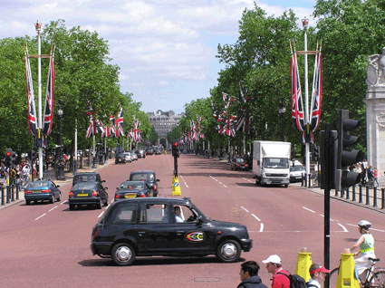 Union Jacks hang all over London