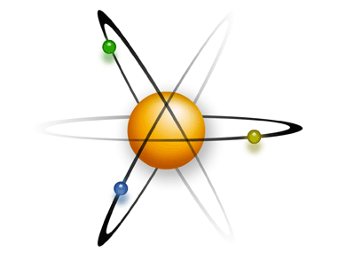 Model of atom with electrons flying about the nucleus