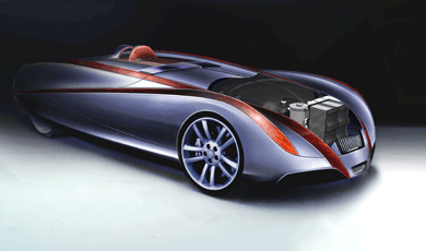 Futuristic Morgan with fuel cell engine