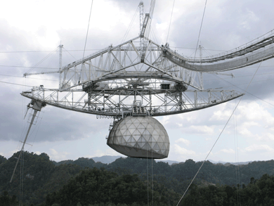 Huge radio telescope in Puerto Rico