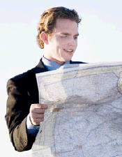 Man holding road map is a symbol of a "Site" map for the Brits at their Best