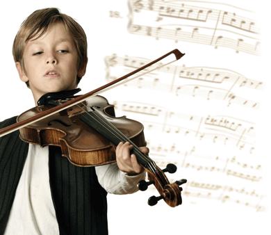 Young boy playing violin