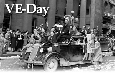 Young Canadians celebrate the end of World War II